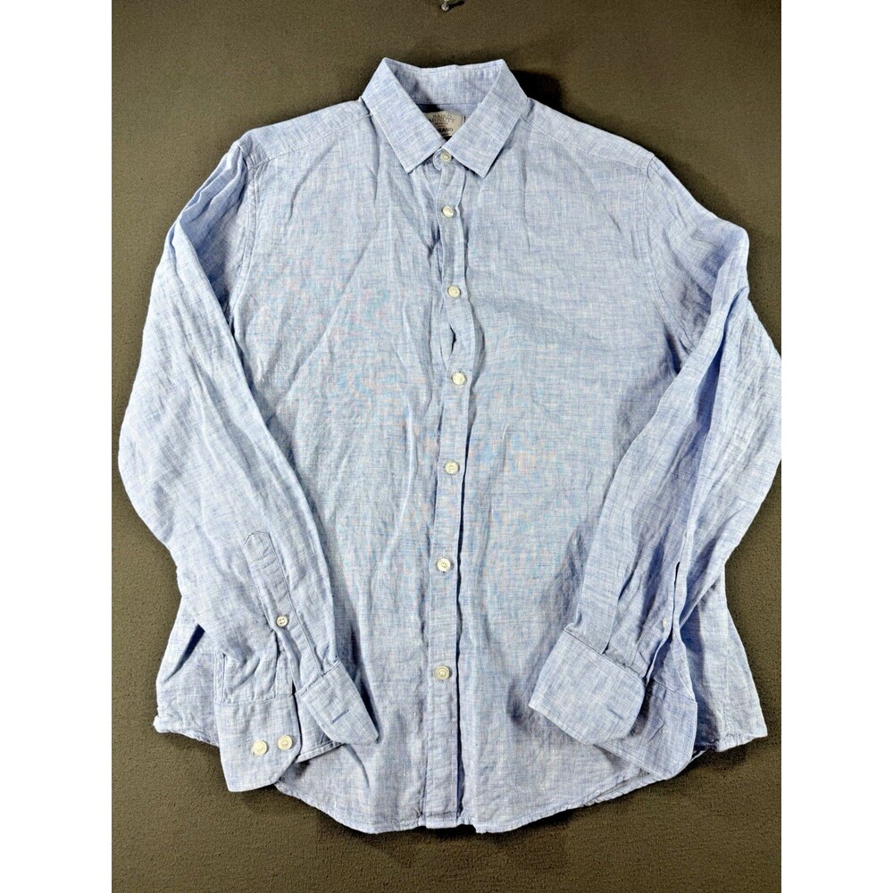 Murano Baird McNutt Shirt Mens Medium Blue 100% Linen Button Front Casual